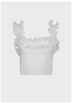 White Knit Pullover Crop Top With Ruffle Straps