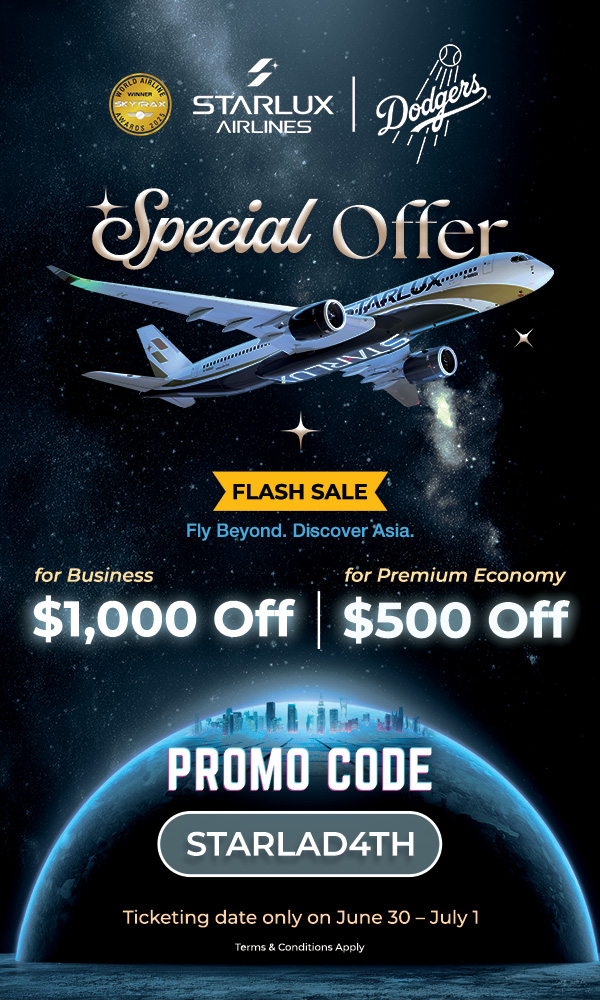 Dodger Fans: Up to $1,000 Off Flights to Asia with STARLUX Airlines
