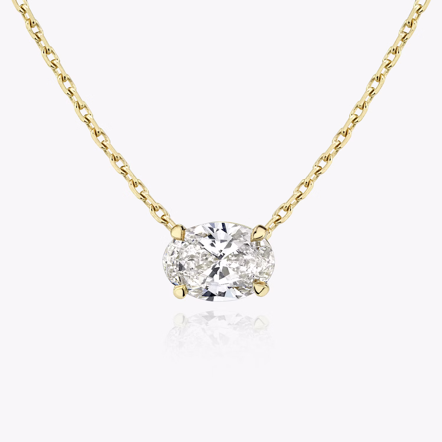 Solitaire Necklace Oval 1 ct YG colorless