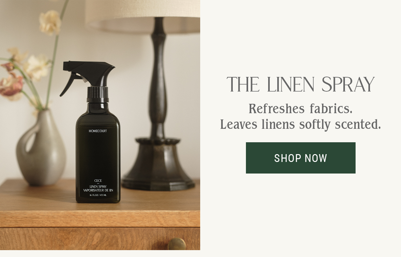THE LINEN SPRAY — Refreshes fabrics. Leaves linens softly scented.