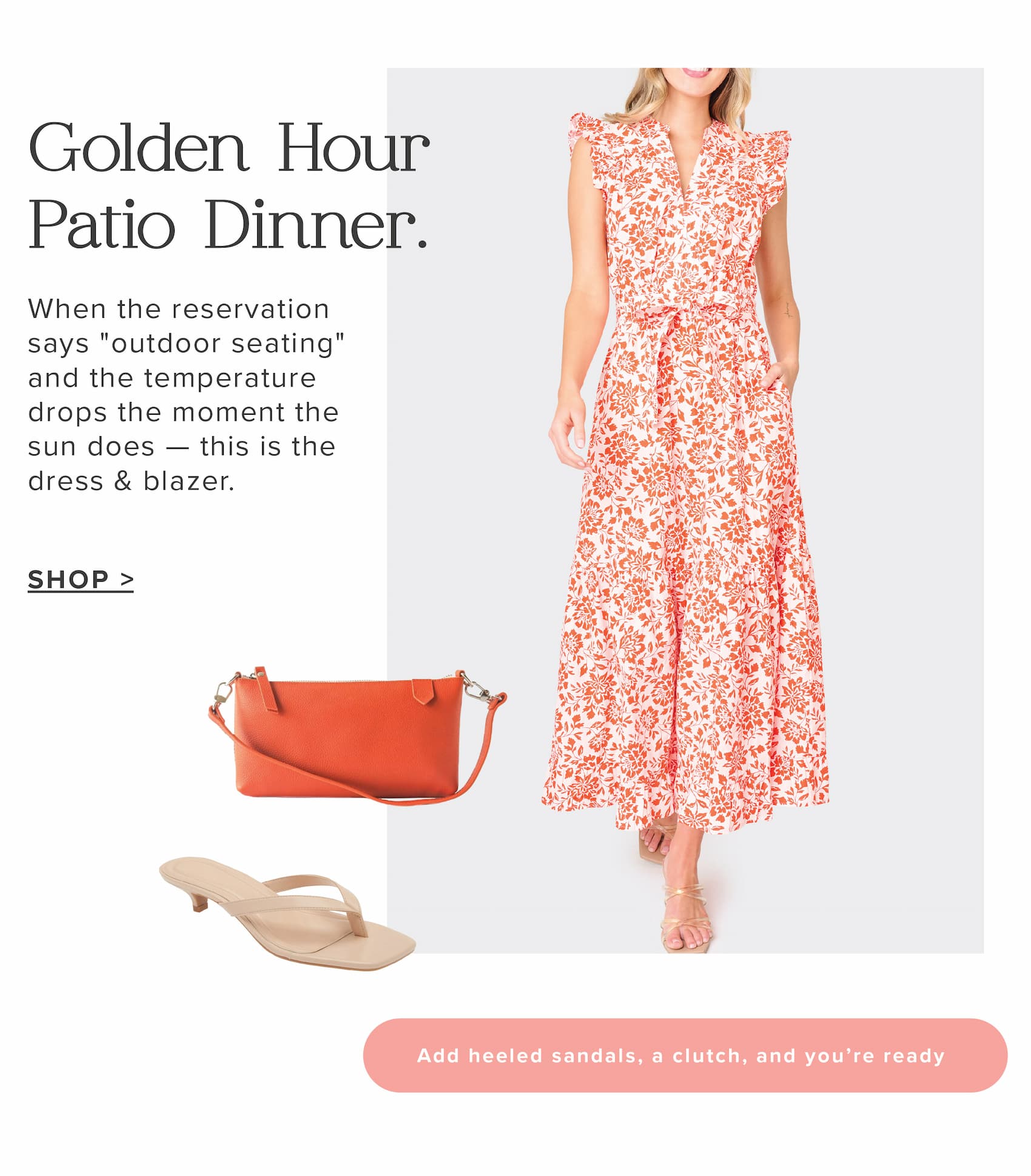 Patio Dinner - Notch Neck Flutter Sleeve Maxi Dress
