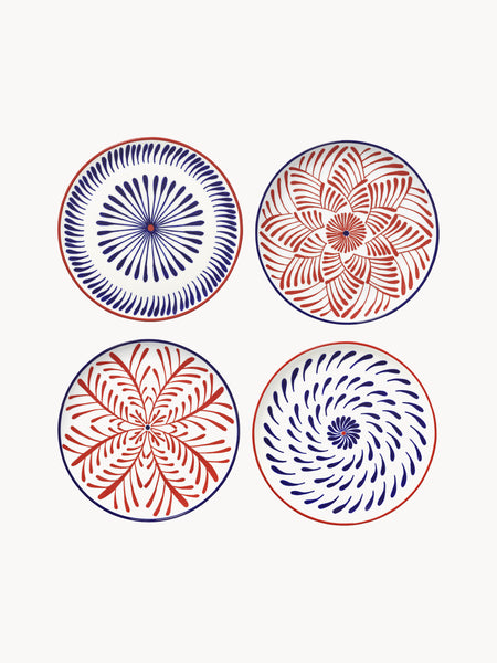 Set di 4 piatti piani fatti a mano Bazaar