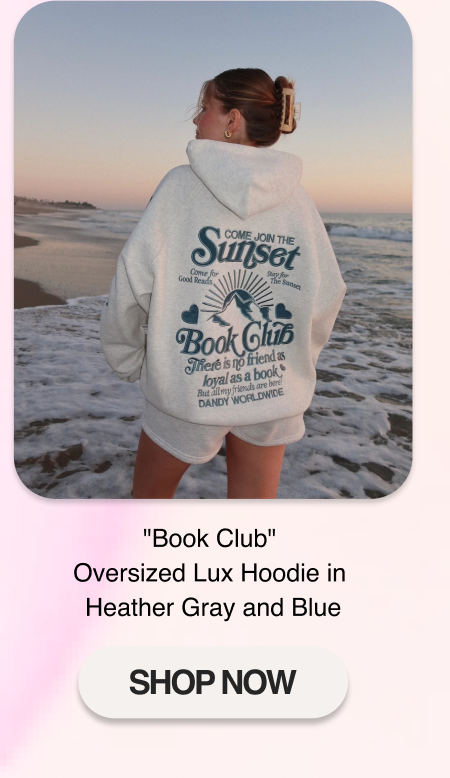 "Book Club" Oversized Lux Hoodie in Heather Gray and Blue