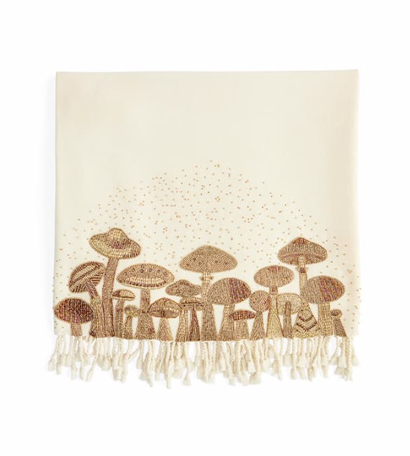 Mushrooms Embellished Throw