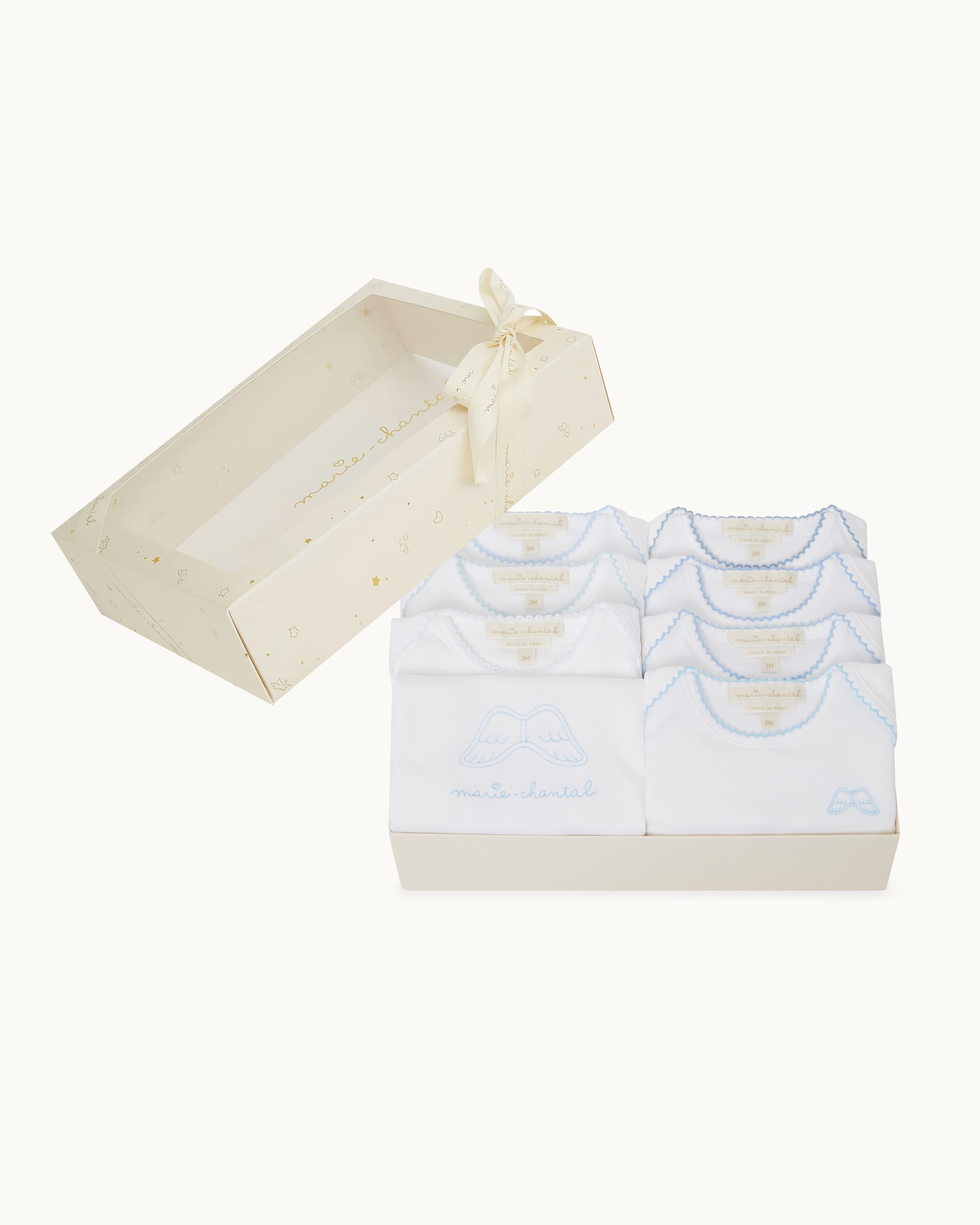 Image of Set of 7 Angel Wing  Onesies - Blue Fade