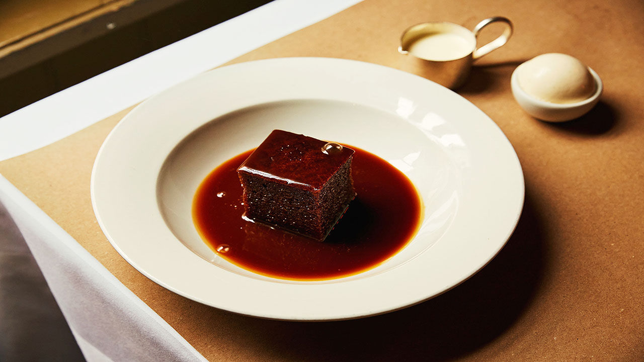 Sticky toffee pudding.