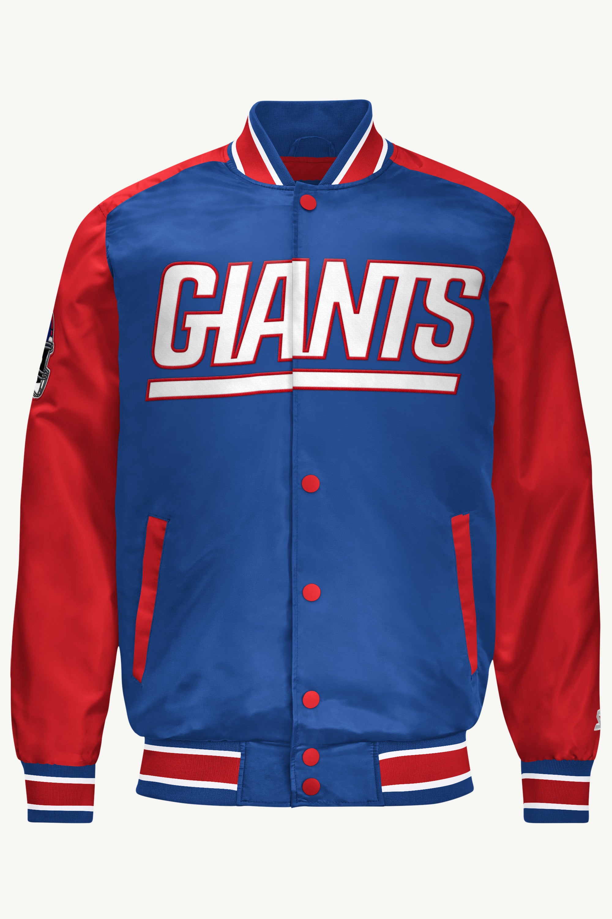 Image of MENS NEW YORK GIANTS SATIN VARSITY JACKET