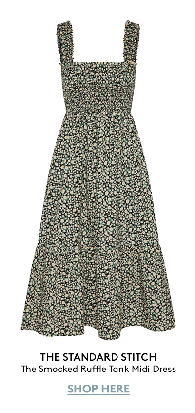 The Smocked Ruffle Tank Midi Dress