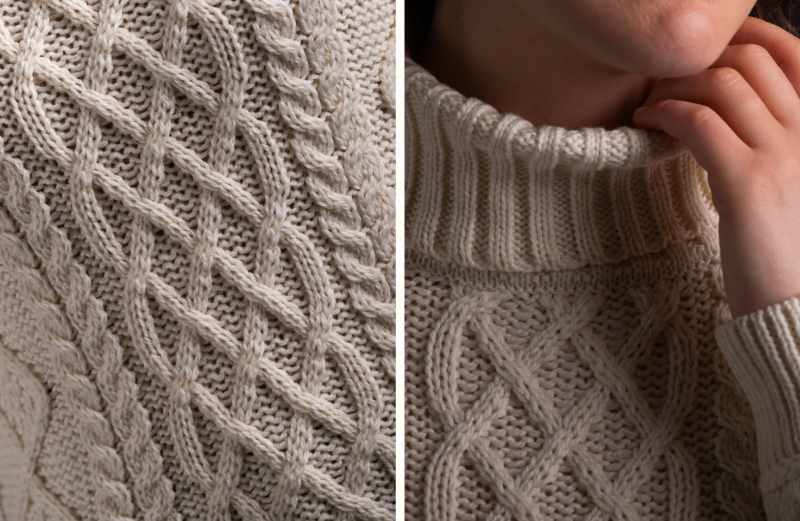 Aran Polo Neck Cable Sweater