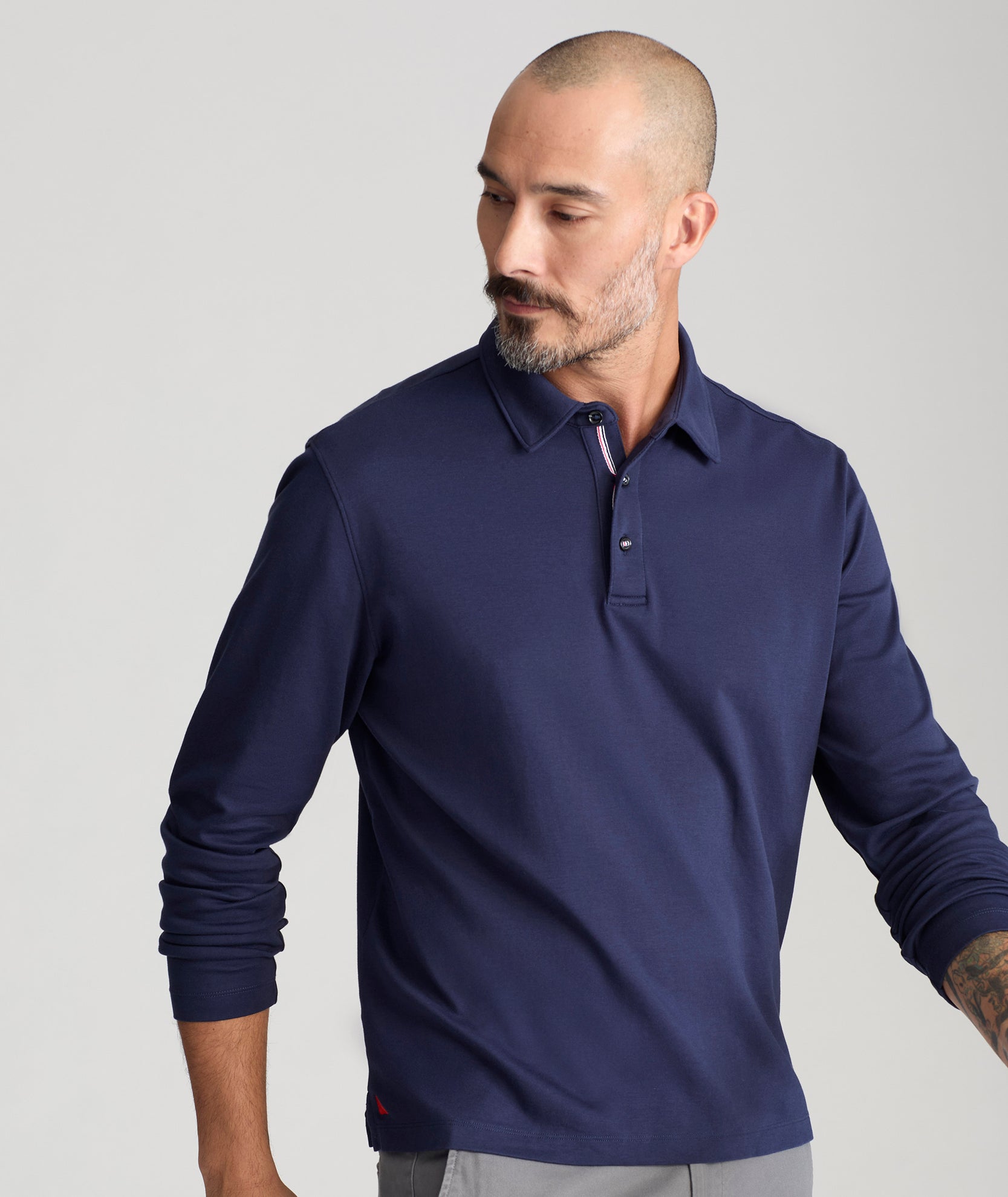 Image of Wrinkle-Free Damaschino Long-Sleeve Polo