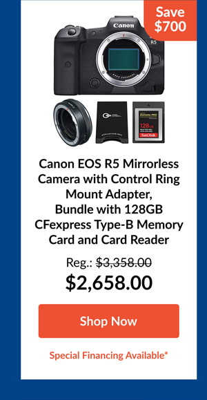 Canon EOS R5 Mirrorless Camera with Control Ring Mount Adapter, Bundle