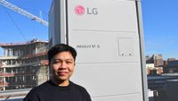 A student in front of an LG machine