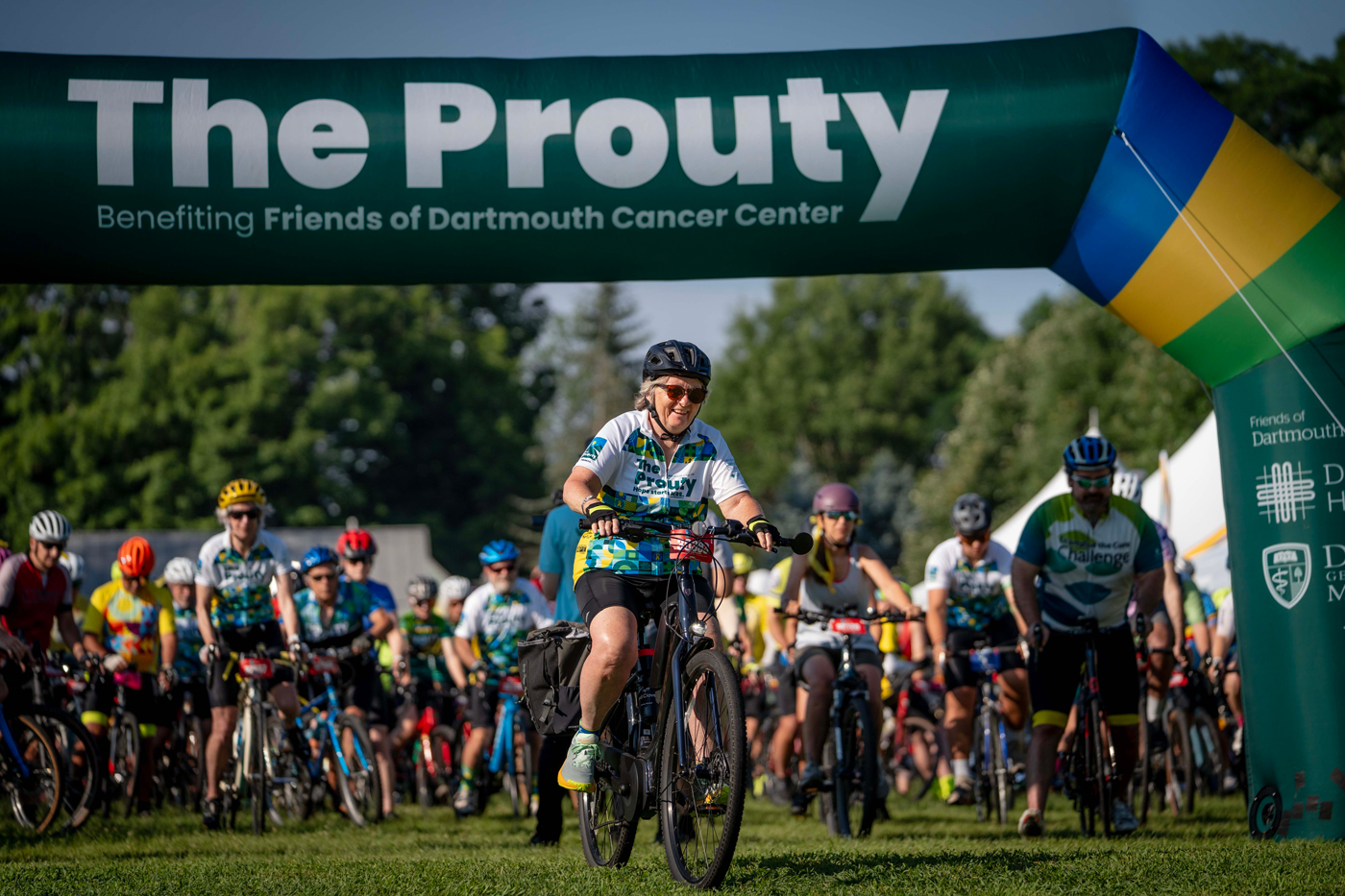 Bike riders at the start of The Prouty