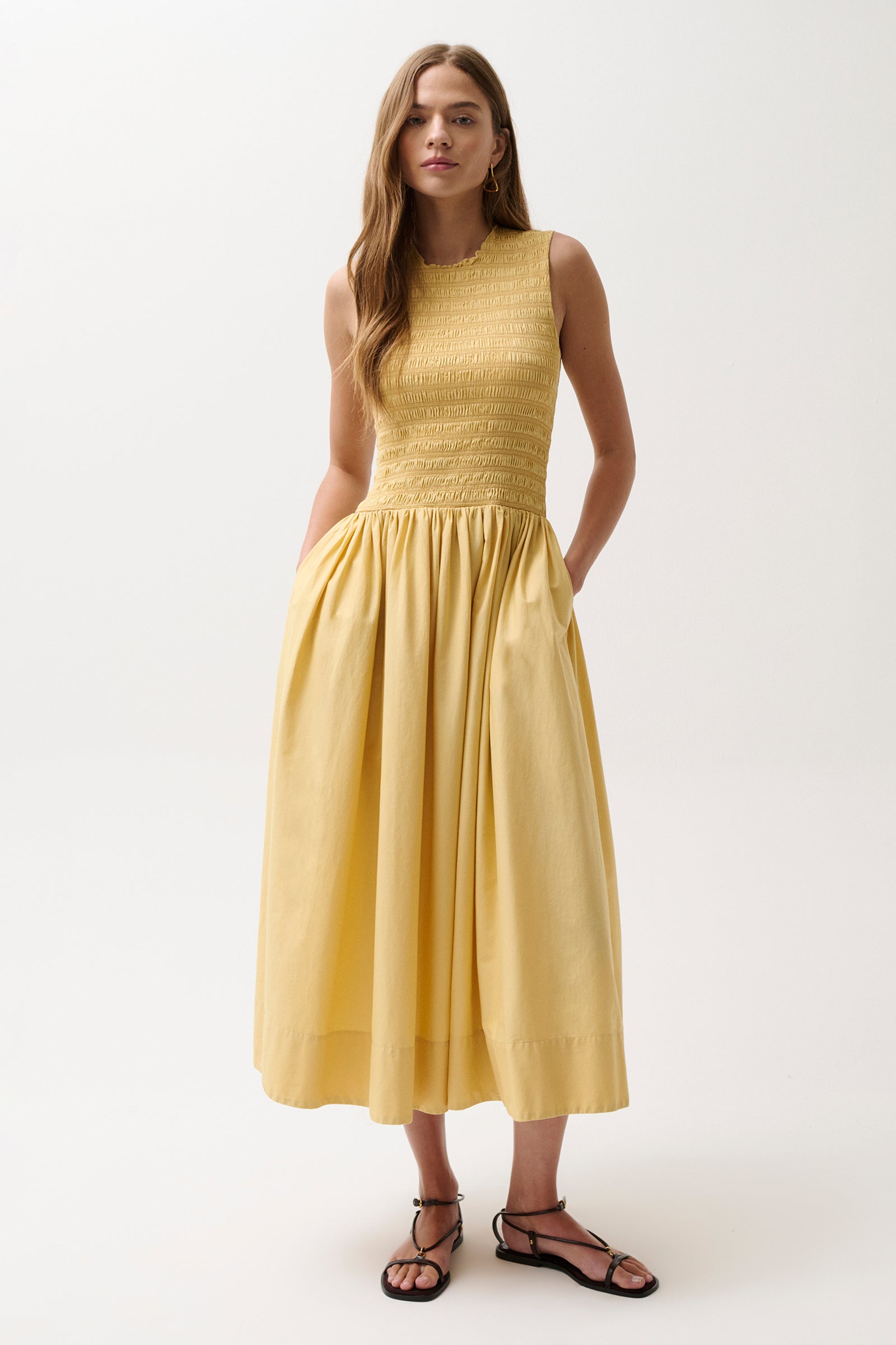 Image of Gladys Smocked Bodice Dress - Light Turmeric