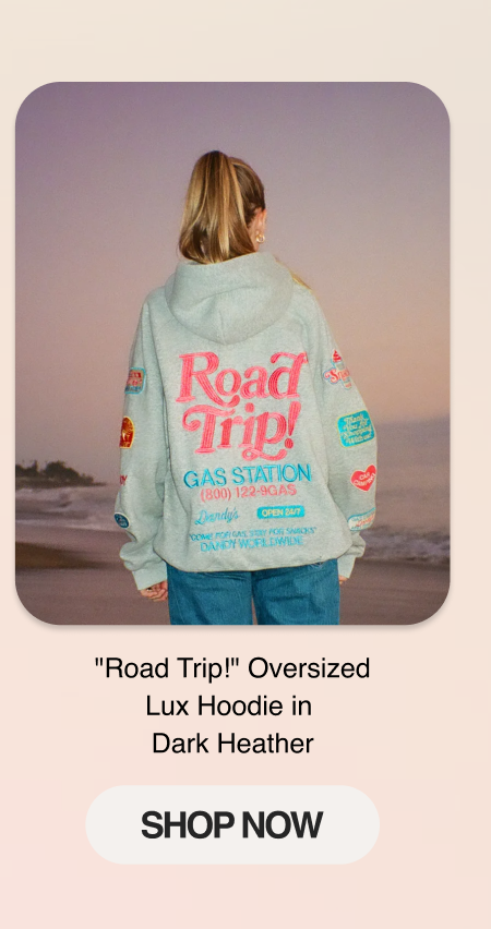 "Road Trip!" Oversized Lux Hoodie in Dark Heather