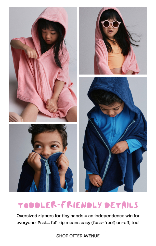 Toddler Friendly Details | Oversized zippers for tiny hands + an independence win for everyone. Psst...full zip means easy (fuss-free!) on-off, too!