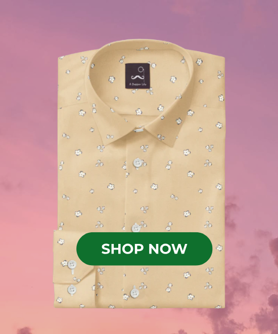 Beige with White flower print shirt