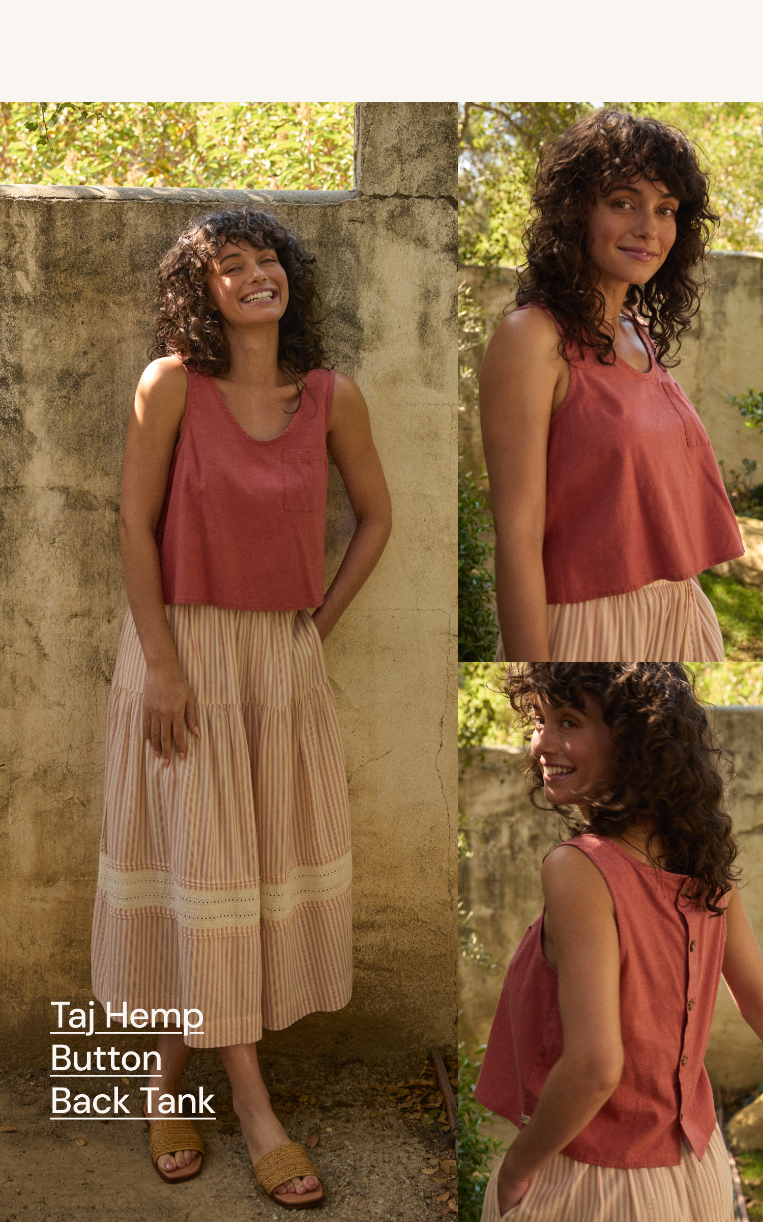 Taj Hemp Button Back Tank