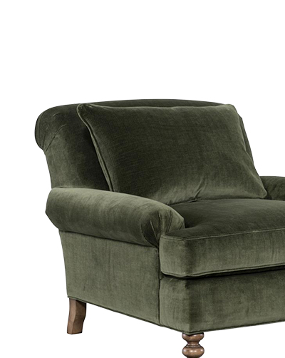 Carter Updated Traditional Green Velvet Caster Chair and a Half