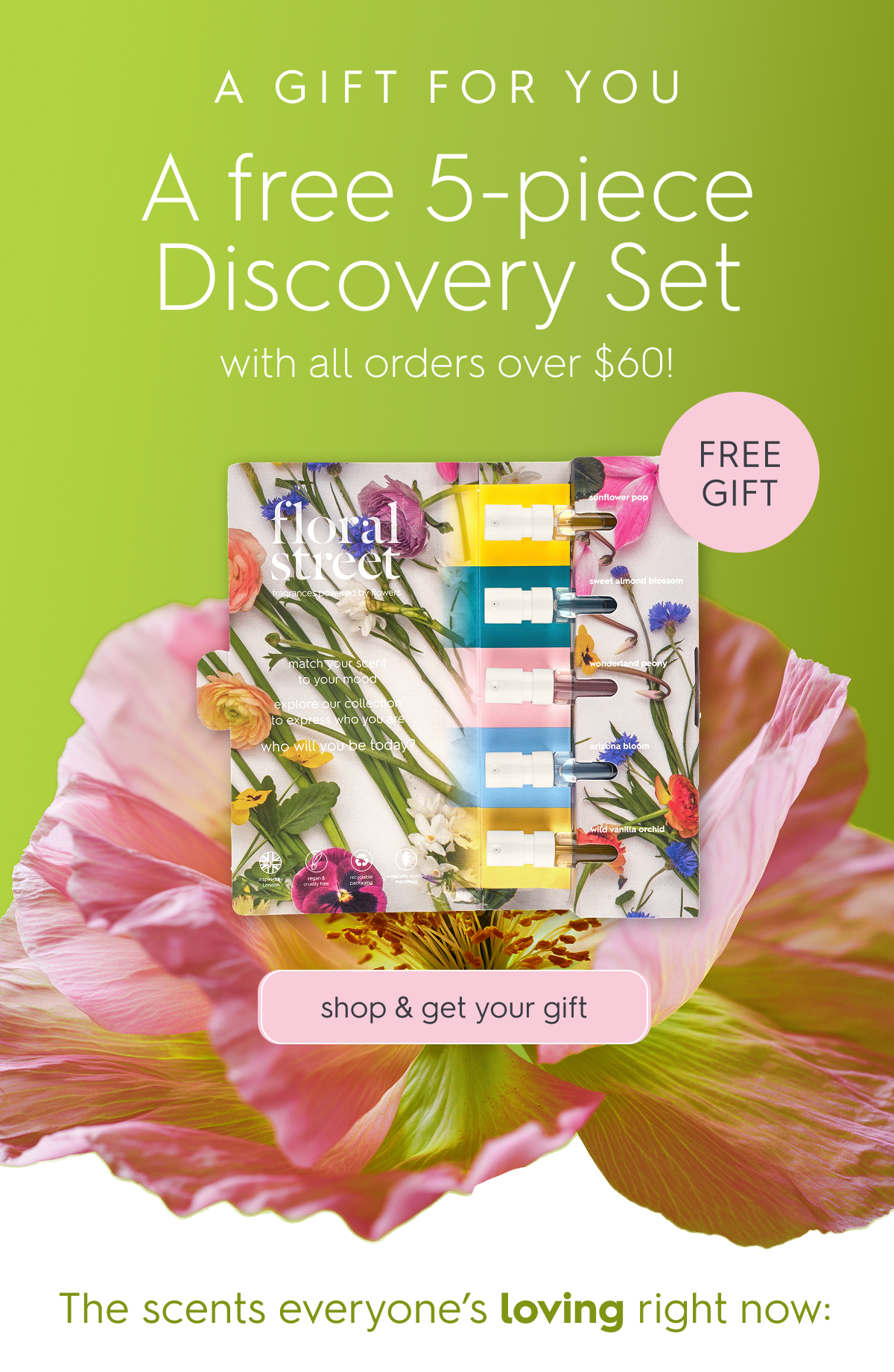 A free 5-piece Discovery Set with all orders over $60!