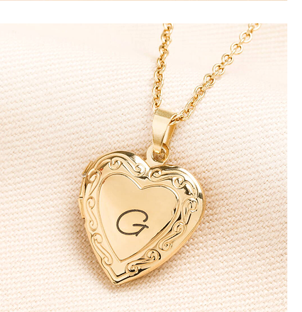 Personalised Initial Stainless Steel Heart Locket Necklace In Gold Plating