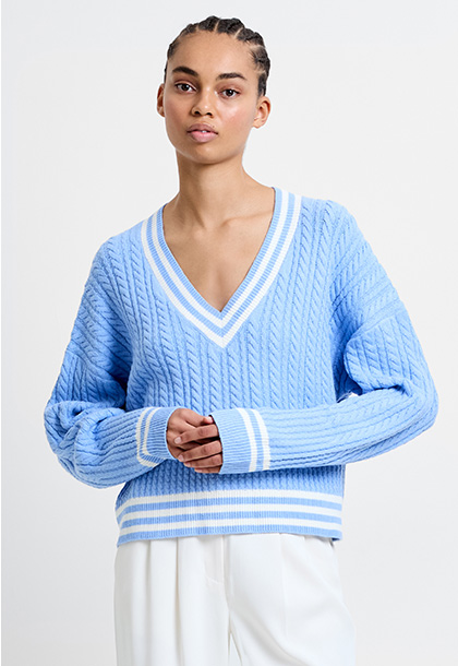 Babysoft Cable V Neck Jumper