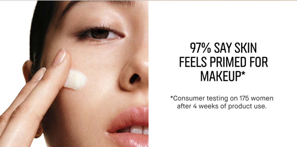 97% SAY SKIN FEELS PRIMED FOR MAKEUP* | *Consumer testing on 175 women after 4 weeks of product use.