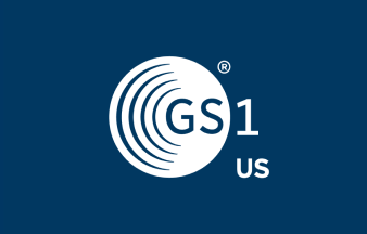 The white logo of GS1 US on a dark blue background.