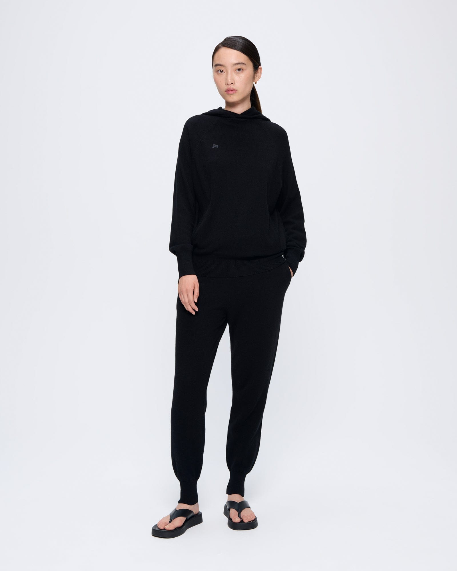 Image of Womens Recycled Cashmere Track Pants—black