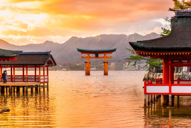 Miyajima Island in Japan at sunset