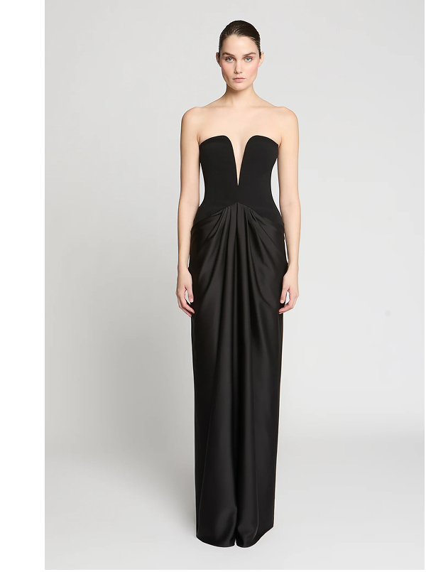 Sanna Crepe and Satin Gown | Black | $595