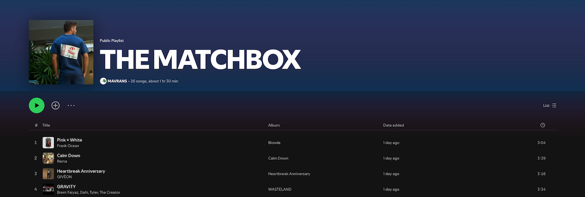 an image of a screen shot of a player on the matchbox
