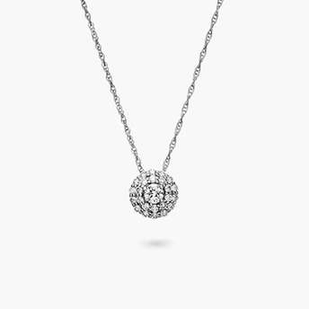 Lab Grown Diamond Double Halo Pendant in 14K White Gold