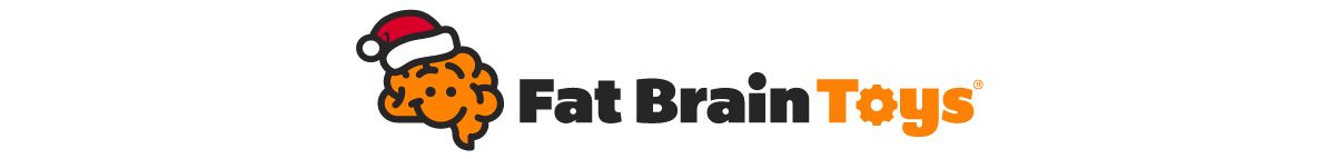 Fat Brain Toys Logo wearing a Santa hat