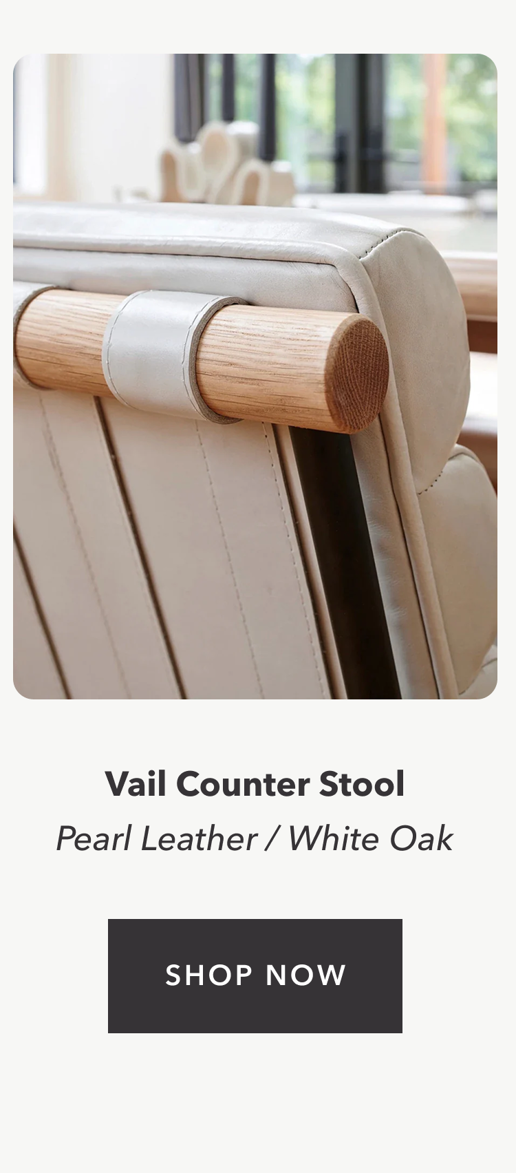 Vail Counter Stool Pearl Leather / White Oak