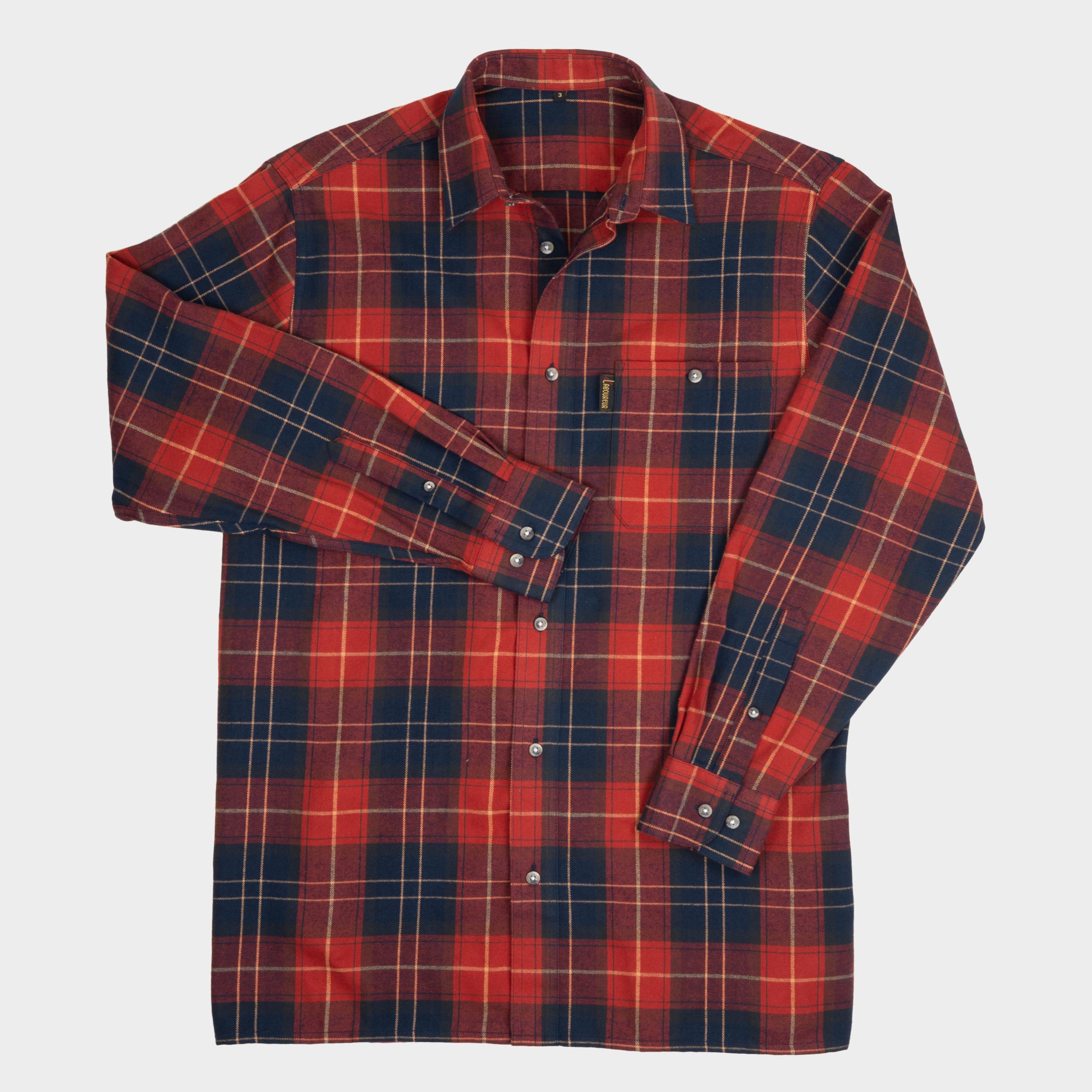 Image of Le Laboureur French Flannel Long Work Shirt in Red