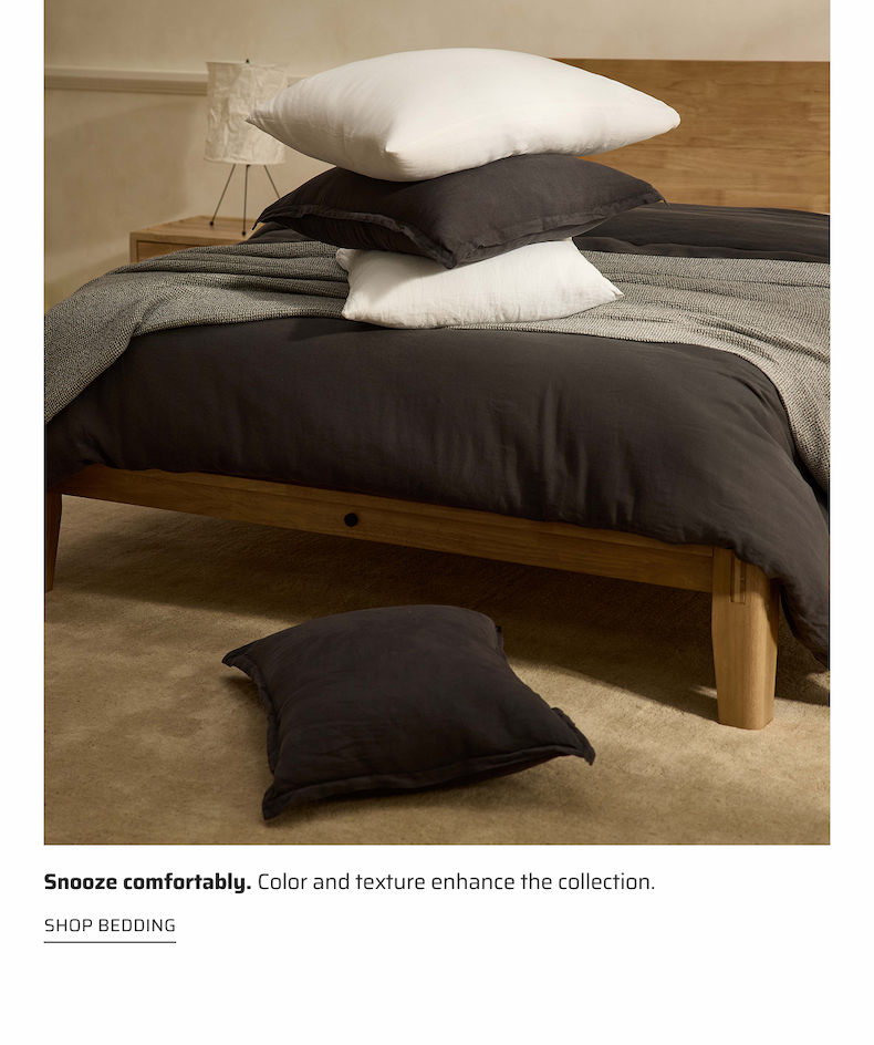 Snooze comfortably. Color and texture enhance the collection. Shop bedding