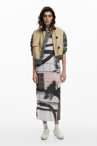 Urban landscape slip dress