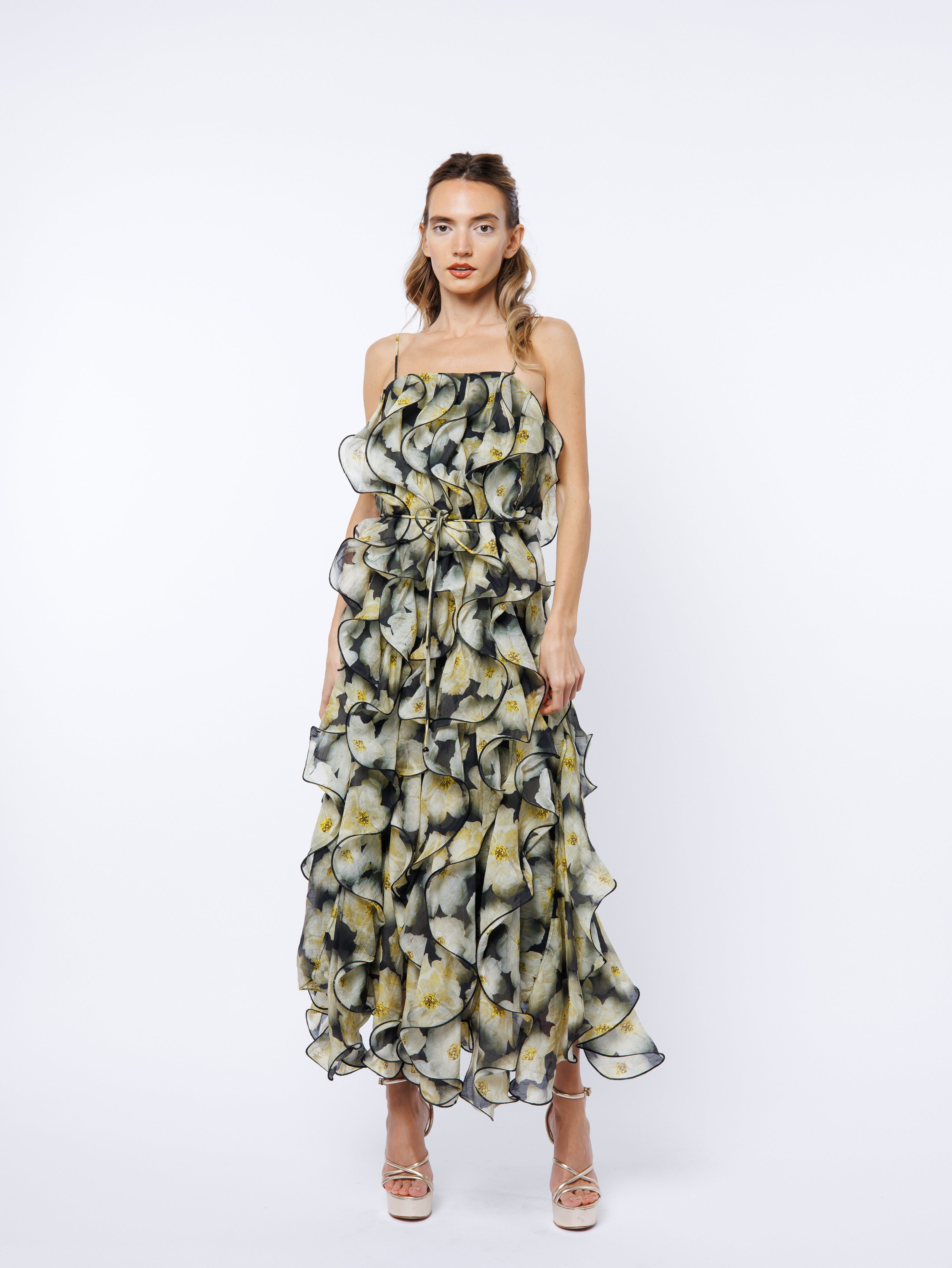 Image of Irina Structured Ruffle Cocktail Dress