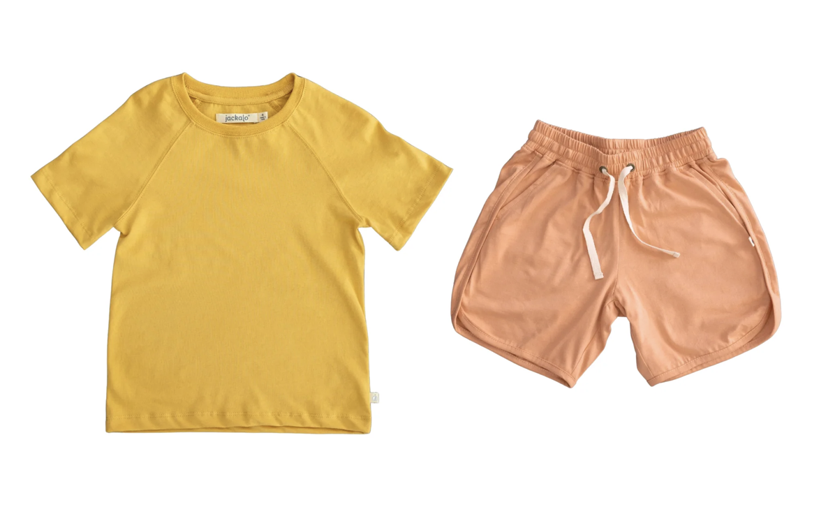 Ochre and Sherbet T-shirt and shorts set