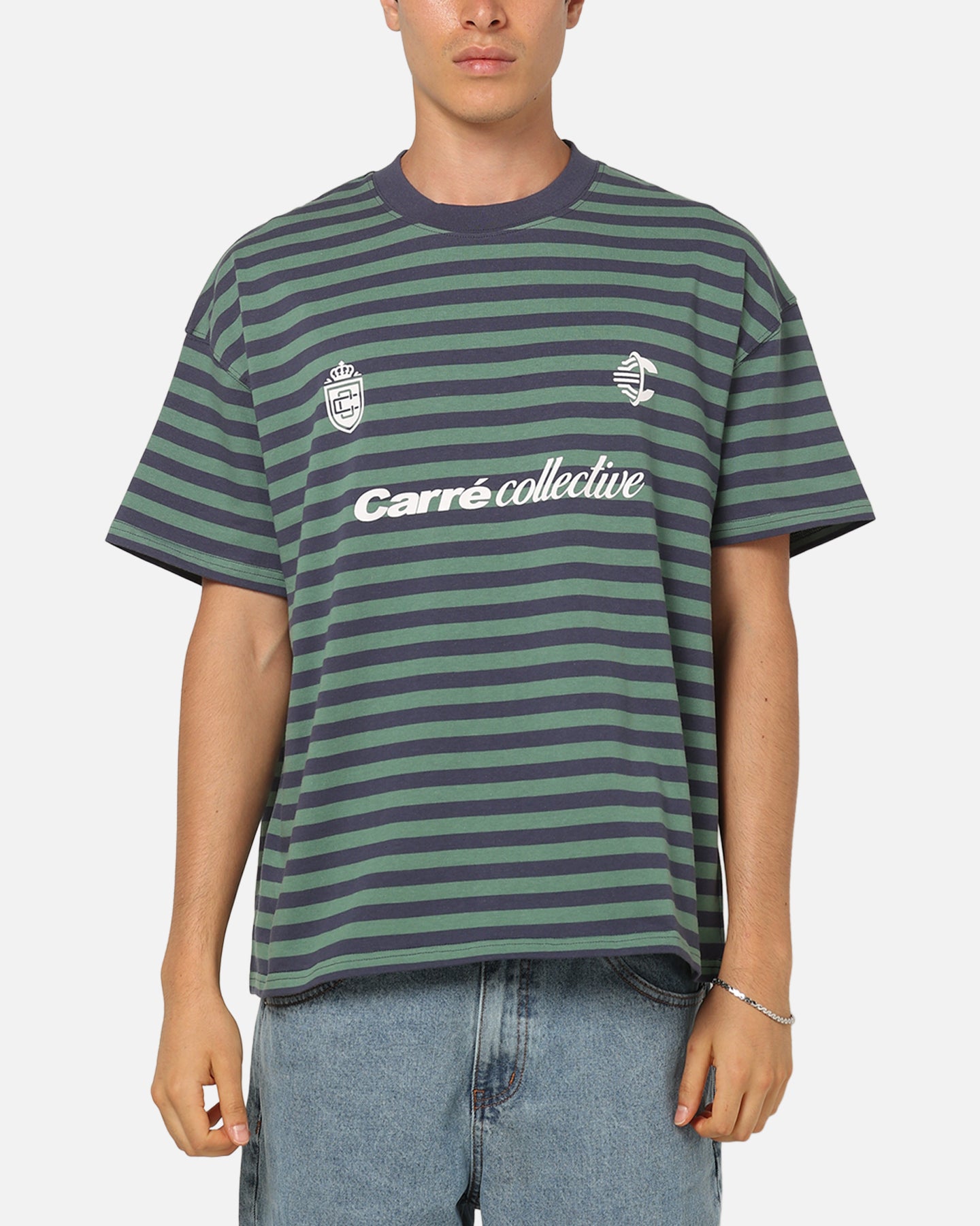 Image of Carre Collective Stripe T-Shirt Navy Stripe