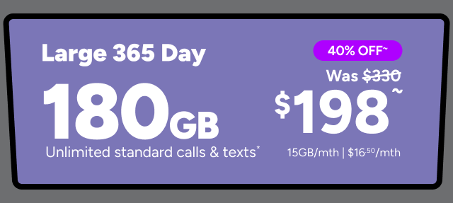 Kogan Mobile - 180GB for $198 ~