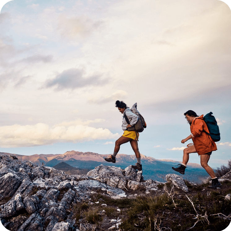 Hikers on a cliff in India