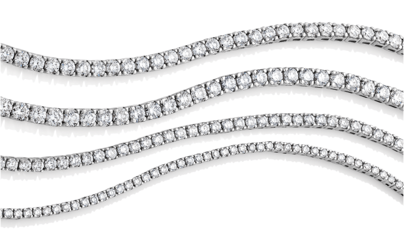 White gold diamond tennis bracelets with round-cut stones