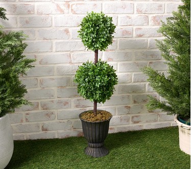 Garden Reflections 32" 2-tier Faux Boxwood Topiary in Urn