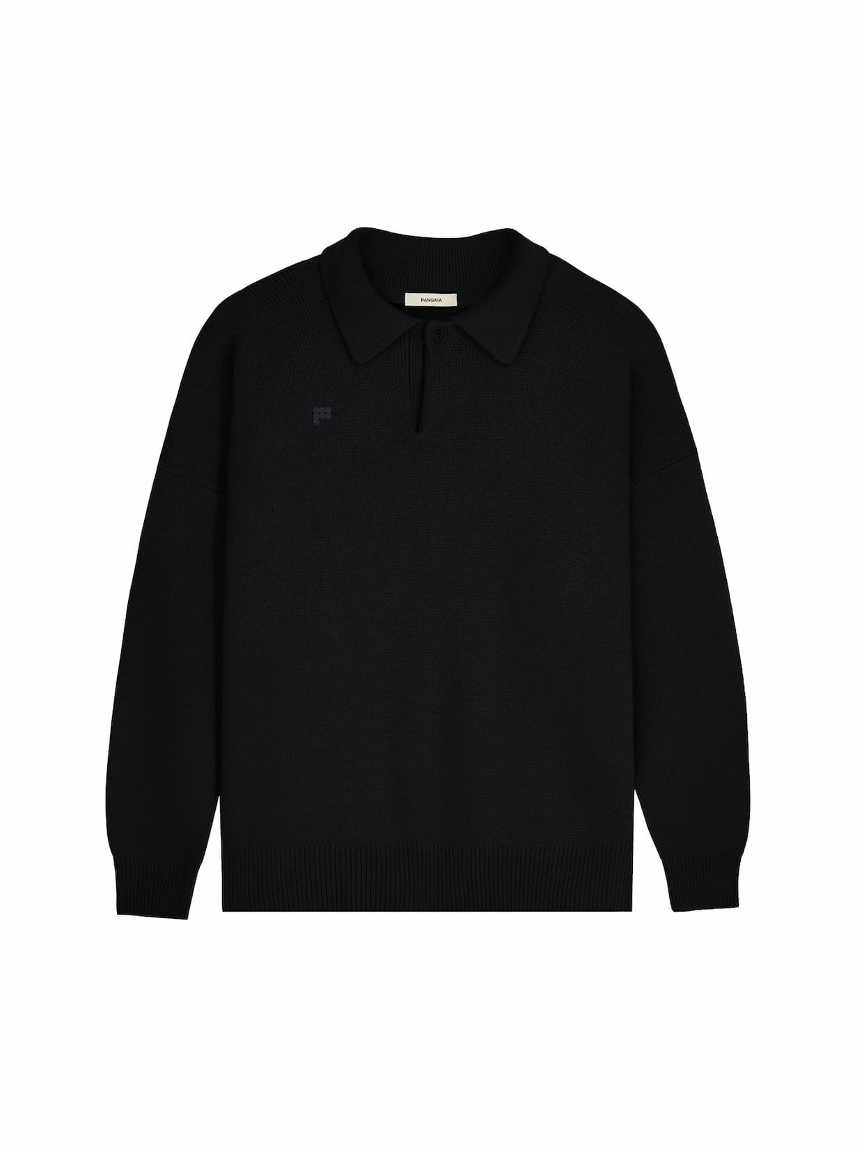 Womens Recycled Cashmere Polo Sweater - Black
