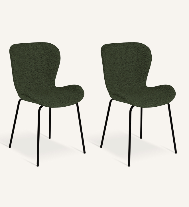 Habitat Etta Pair of Fabric Dining Chair - Green