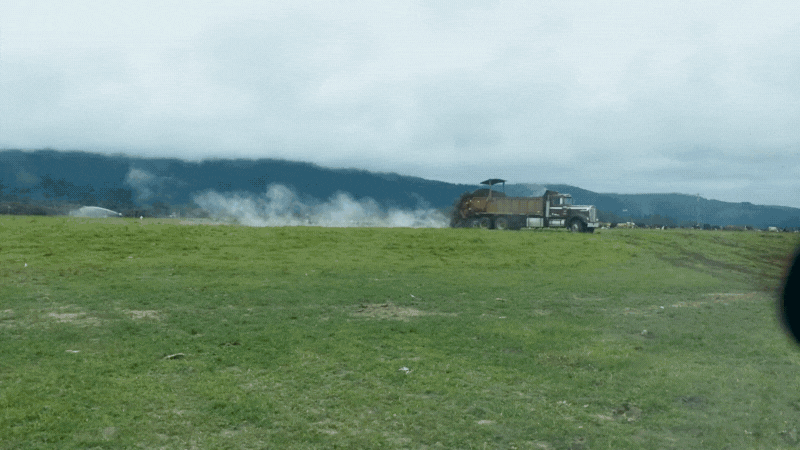 Spreading manure compost on fields