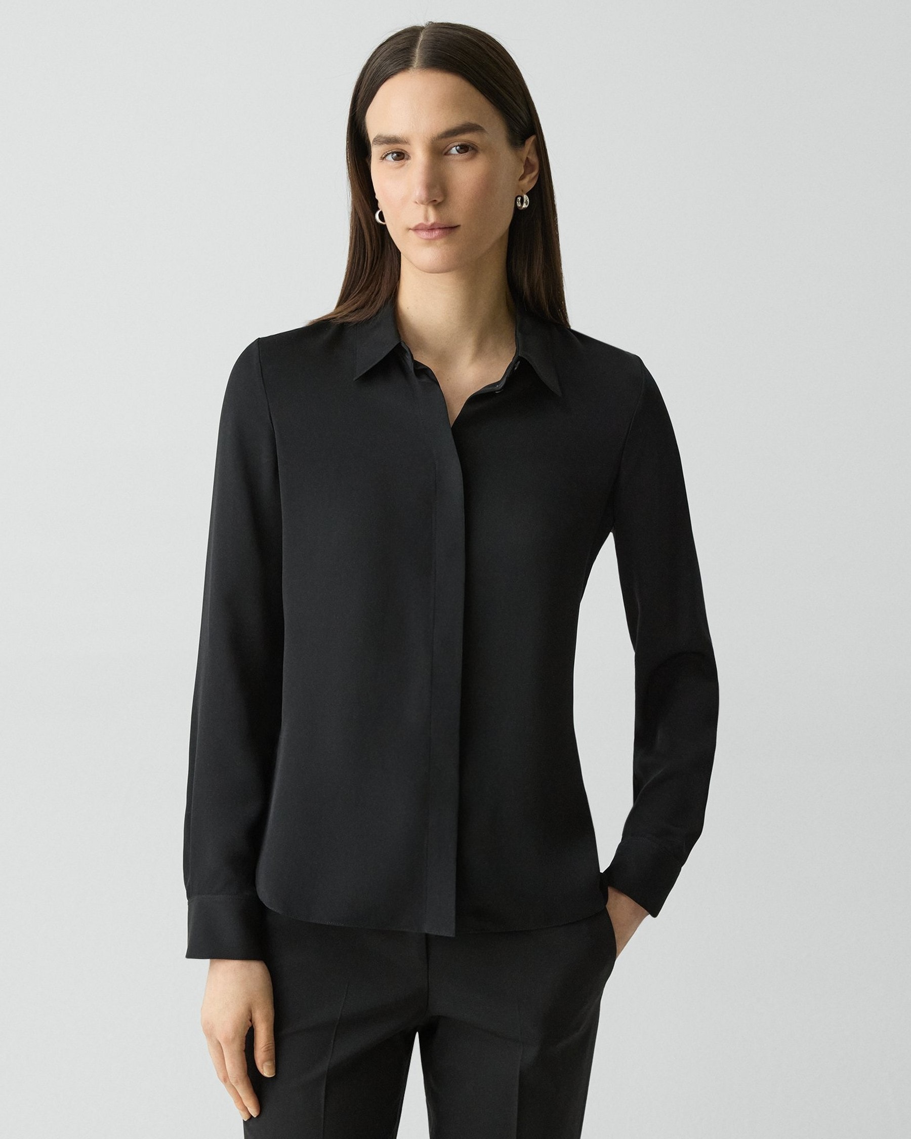 Fitted Shirt in Silk Georgette