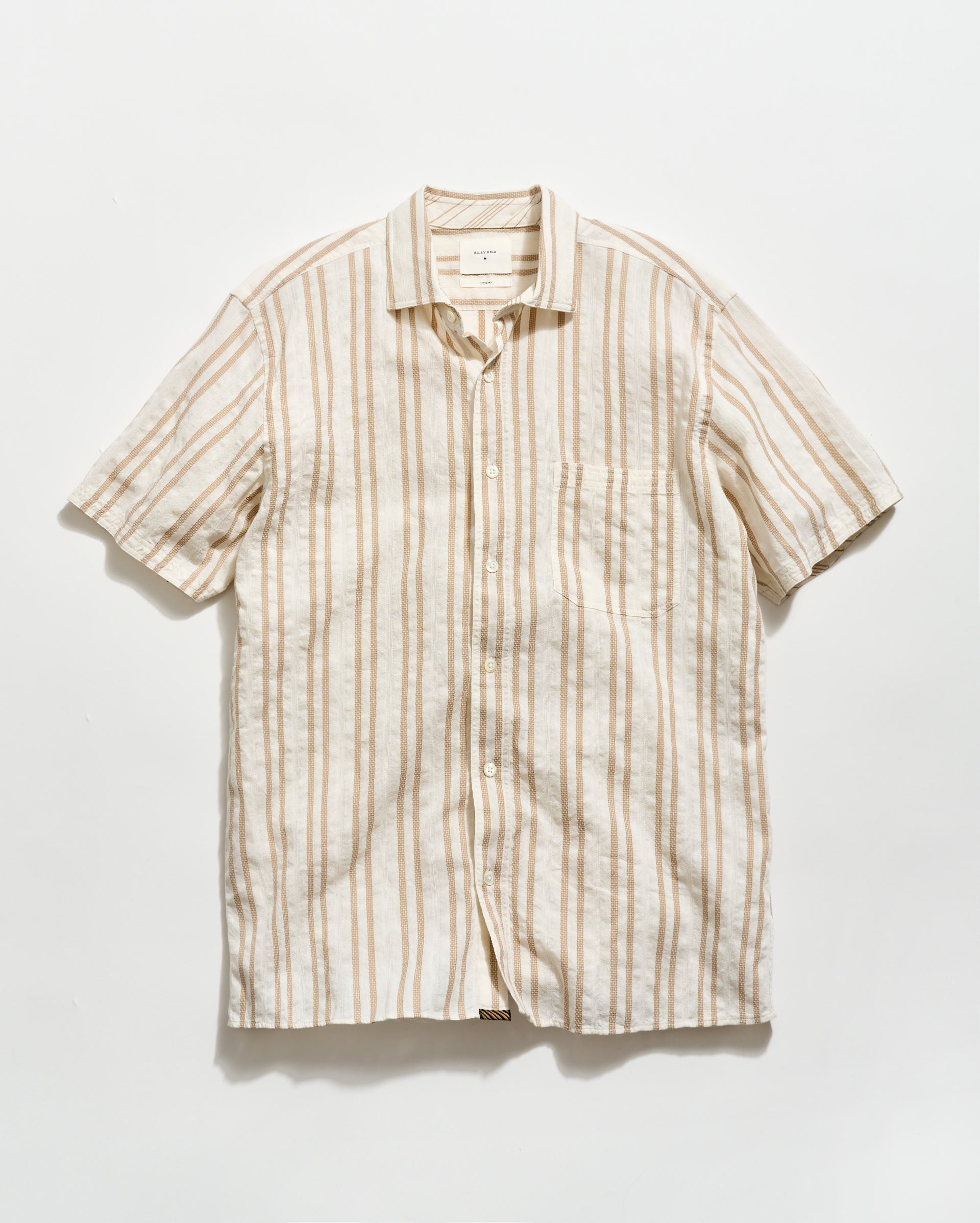 Image of Short Sleeve Textured Dobby Stripe Contrast Treme